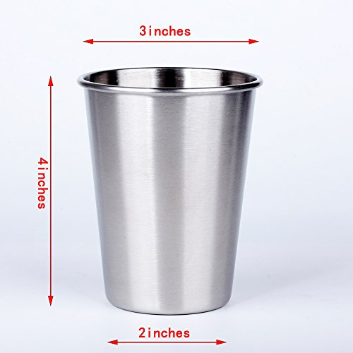 Unbreakable Metal Kids Drink Cups 11 oz Stainless Steel Drinking Glasses with Silicone Sleeve set of 4 for Home and Outdoor Activities