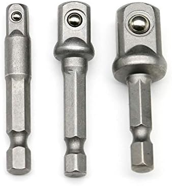 BAILONGJU 3pc Set 1/4" 3/8" 1/2" | Impact Grade Socket Adapter | Hex Shank Adapter Drill Nut Driver | Power Extension Bit Set for Drills (3PCS)