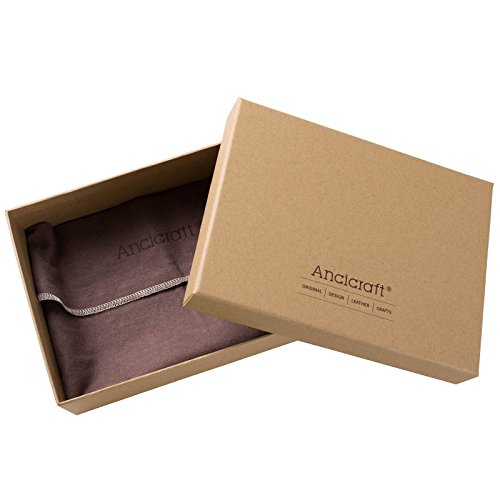 ANCICRAFT Leather Journal Diary Notebook A6 Small Refillable with Simple Strap 6-ring Binder Lined Craft Paper (Dark brown simple strap A6)