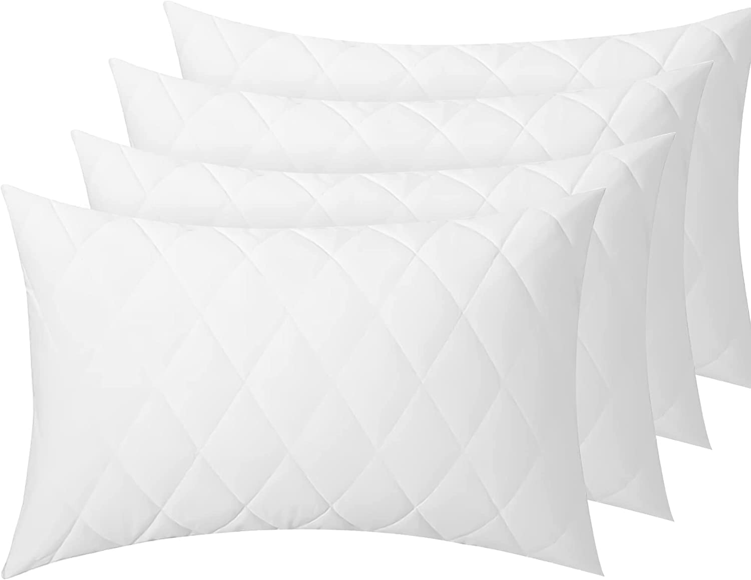 Sunshine Comforts Pillow Cases 4 pack - Waterproof Microfiber Quilted Pillow Cases/Pillow Protectors, Hotel Quality Fabric & Wrinkle free pillows Cover Pack of 4 (Standard 50x75 cm,)