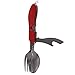 CAMTOA Stainless Steel Folding Spoon Fork Tool 2-in-1 Cutlery for Camping Hiking,Red