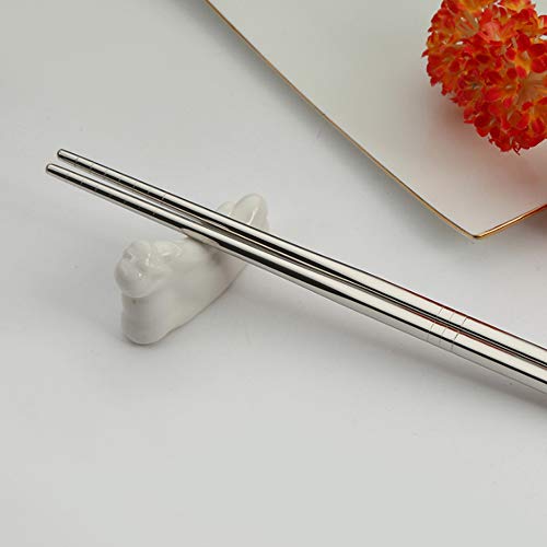 10-Pairs Stainless Steel Chopsticks, Metal Chopstick Set, Reusable, Dishwasher Safe Last for Years with Non-Slip Design