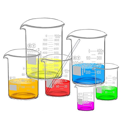 Glass Beakers Set Borosilicate Graduated Measuring Low Form Beaker 6 Sizes 10ml 50ml 100ml 250ml 500ml 1000ml - Thumbnail 3