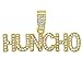 Yellow Gold-Tone Hip Hop Bling Iced Out Quavo Huncho Letter Pendant with 24