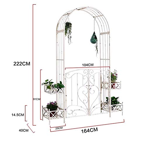 LXLH Bogen für Pflanzen, Torbogen für Garten, Gartenbogen mit beweglicher Tür und Blumentopfständer, Torbogen als Stütze… – Bild 4