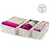 Foldable Underwear Drawer Organizer Divider - Set of 3 - Strong Fabric Closet Dresser Storage Baskets for Socks, Ties, Scarves, Tshirt and Baby Clothes, Ideal for Mens Cloth (Galliana)