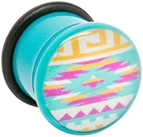 Blue Banana Plug Aztec Turquoise (4-12mm) - 12mm (Gauge/Thickness)