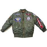 OYSTERBOY NASA MA-1 Flight Bomber Jacket TopGun Military with US Army & Navy Patched Coat for Kids Boys