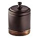 InterDesign York Metal Bathroom Vanity Canister Jar for Cotton Balls, Swabs, Cosmetic Pads - Split Bronze