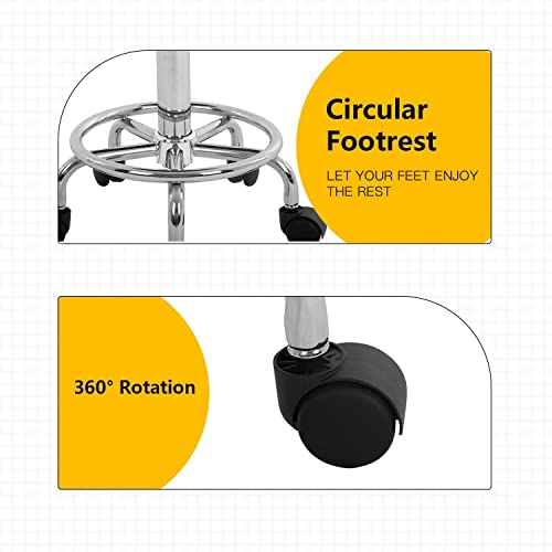 Round Rolling Stool Esthetician Chair Garage Stool Tattoo Stool With