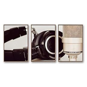 Framed Canvas Wall Art for Living Room, Bedroom Microphone Canvas Prints for Modern Home Decoration Ready to Hang - 16"x24"x3 Panels