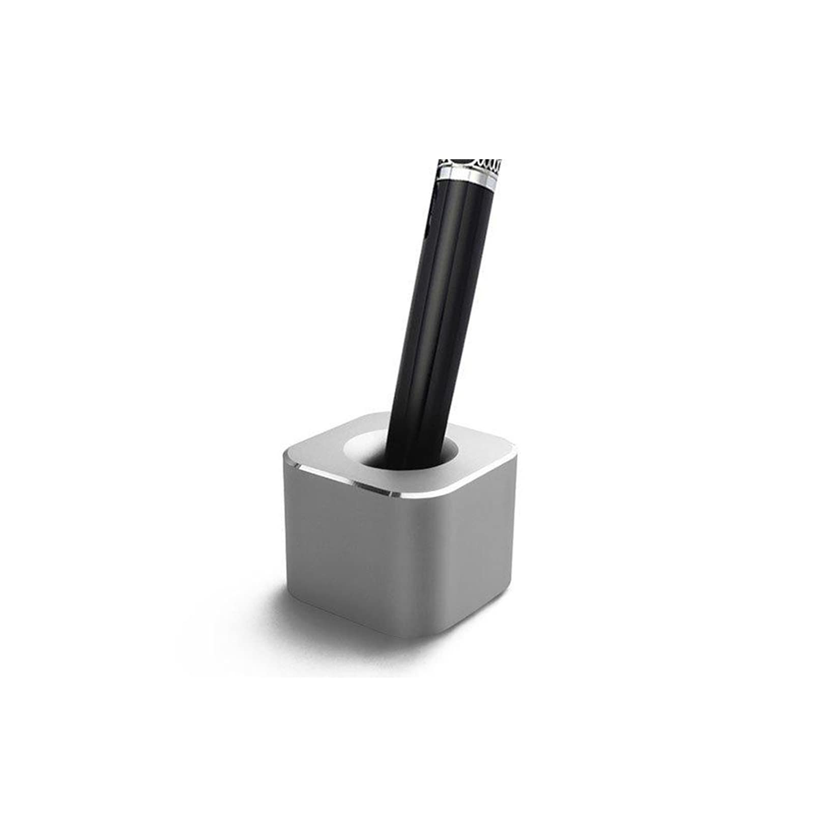 TopHomer Mini Pen Holder For Desk Aluminium Alloy Pen Stand Single Pencil Holder Base Desktop Creative Ornament, Desktop Organizer for Office School Home, Toothbrush Holder 1PCS Silver