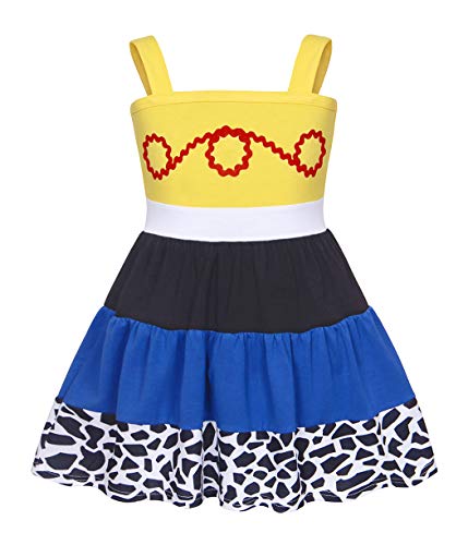 Tank Dress Costumes - Jurebecia Girls Toddler Jessie Costume Dress Jessie Dress Up Halloween Costume Fancy