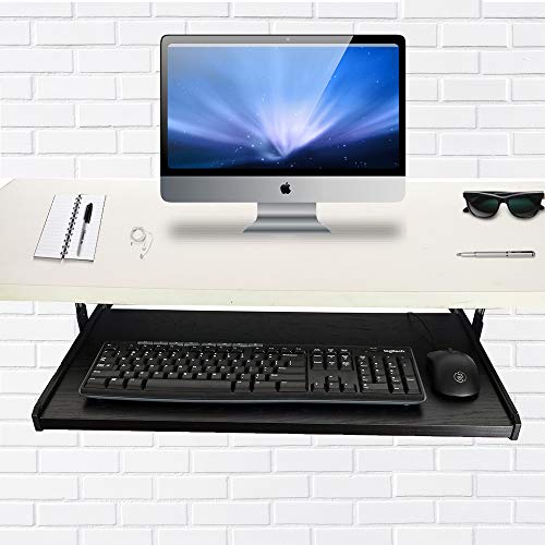 FRMSAET Furniture Accessories Office Product Suits Hardware 20/24/30 inches Keyboard Drawer Tray Wood Holder Under Desk Adjustable Height Platform. (24 inches, Black)