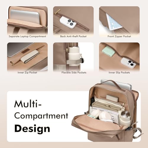 GOLF SUPAGS Stylish Expandable Laptop Backpack for Women Work College Travel Casual Laptop Backpack 17.3 Inch