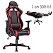 Ergonomic Gaming Chair Racing Style Adjustable High-Back PU Leather Office Chair Computer Desk Chair Executive and Ergonomic Style Swivel Video Chair with Headrest and Lumbar Support-Red