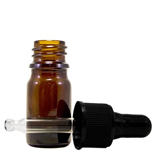 5 ml (1/6 fl oz) Amber Glass Bottle with Glass Dropper (6 Pack)