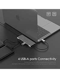 LENTION USB C Hub with 4 USB 3.0 Ports and Type C Charging Adapter Compatible MacBook Pro 13 15 (Thunderbolt 3 Port), New Mac Air 2018 2019, Surface Book 2 Go, Windows Laptop, More (Space Gray)