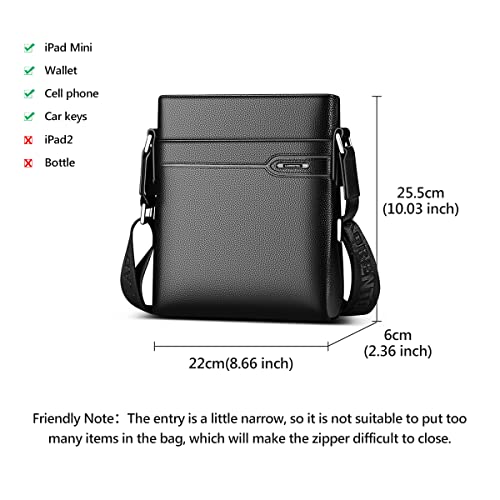 LAORENTOU Men's Leather Shoulder Bag, Genuine Cow Leather Mens Crossbody Bag with Adjustable