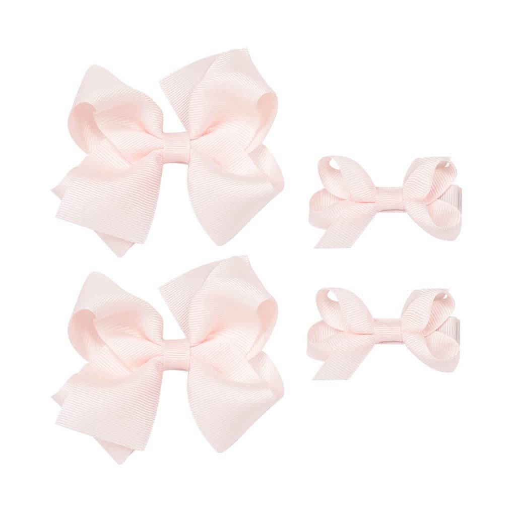 AIMIYan Hair Bow Grosgrain Ribbon Hair Bows Clips for Toddlers Little Girls (05 light pink), 9x7 cm (Pack of 4)