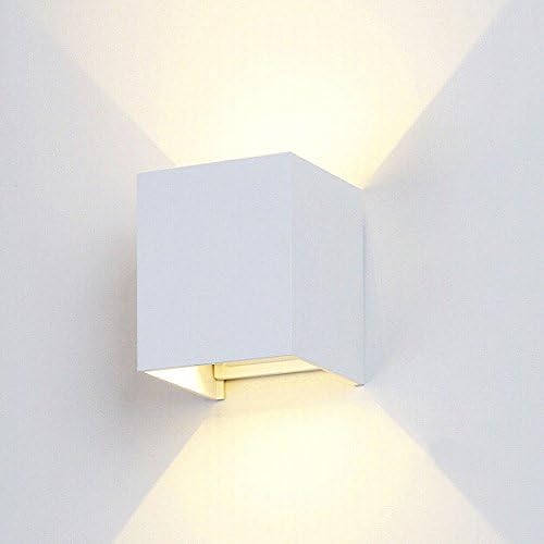 SanKD Square Aluminum Wall Light Indoor and Outdoor Waterproof Lamps Modern Lighting Fixture (White)