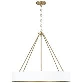 Capital Lighting 453041RE Weller Modern Metal Cylindrical Chandelier, 4-Light 400 Total Watts, 24" H x 28" W, Matte Brass and