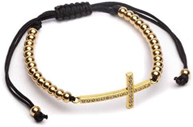 18kt Gold Plated Cross Charm Macrame Bracelet
