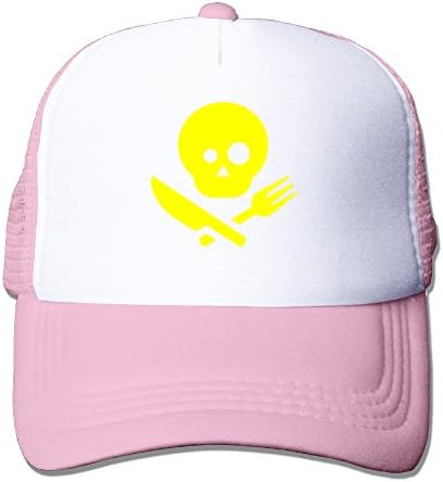 Lihed Skull Icon Yellow Cap Baseball Mesh Back Pink