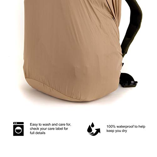 Snugpak Aquacover, Backpack and Rucksack Waterproof Rain Cover, 35 Liter, Desert Tan