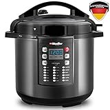 MUELLER Pressure Cooker 10-in-1 Pro Series 19 Program 6Q with German ThermaV Tech, Cook 2 Dishes at Once, BONUS TEMPERED GLASS LID, Saute, Steamer, Slow, Rice, Yogurt, Sterilizer (Graphite)