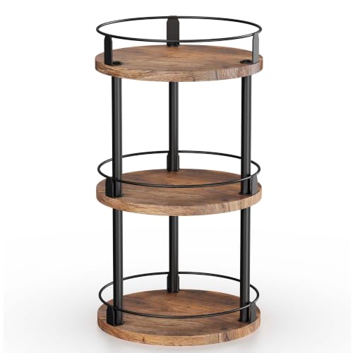 3 Tier Spice Rack Organizer - Kitchen Countertop Pantry Bathroom Vanity Shelf - 26 x 26 x 45 cm (Rustic Brown)