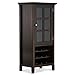 SIMPLIHOME Bedford SOLID WOOD Universal TV Media Stand, 53.9 inch Wide, Living Room Entertainment Center, Storage Cabinet with Glass Doors, for Flat Screen TVs up to 60 inches in Dark Tobacco Brown