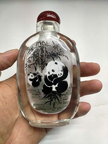 Lynnmed 2019 New Ancient-Gift Handicraft Snuff Bottle with giftbox High End Snuff Bullet Snuff Sniffer - Inside Painted (Double-Deck) with Panda - Business Gift Birthday Culture Gift Collection