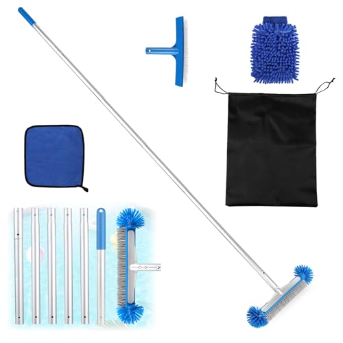 LALAGO Pool Brush, with 210 cm Adjustable Aluminium Bar, Pool Cleaning Brush, Brush Head with Handle, Cleaning Brush, Bottom Cleaning Brush (Set D)