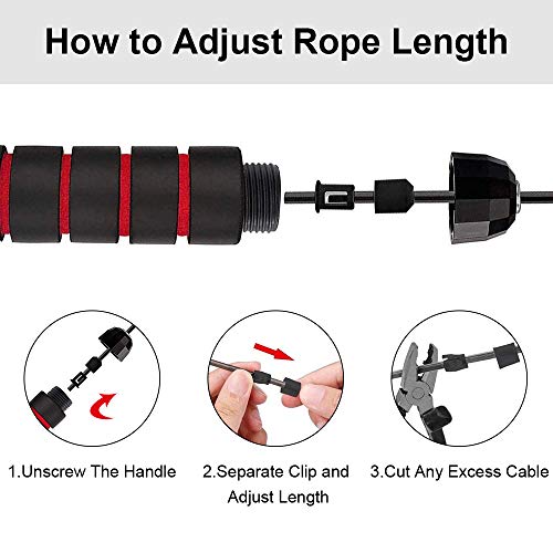 TOOVREN Jump Rope, Speed Jump Rope Workout for Fitness Exercise Tangle-Free with Ball Bearings, Adjustable Skipping Crossrope with Memory Foam Handles for Men/Women/Kids/Girls/Boys – Red