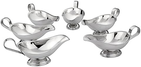 Bhalaria Stainless Steel Gravy Boat Set, 229ml, Set of 6, Silver