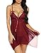 Avidlove Women's Sexy Lace Lingerie Babydoll V Neck Nightwear Sleepwear Strap Chemises Wine Red XX-Large