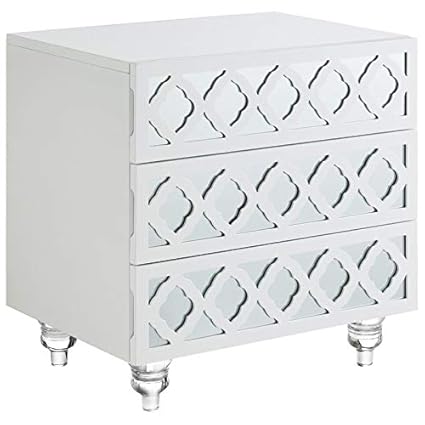 Amazon Com Brika Home 3 Drawer Mirrored Nightstand In White