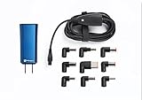 FINsix Dart 65W Smallest Lightweight Portable PC Laptop Charger plus USB devices | Fits in Pocket | Blue | Integrated 2.1A USB Port for Acer Asus Dell HP Lenovo Samsung Android iPhone iPad