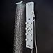 AKDY 52 In. 8-Jet Multi-function Tempered Glass Shower Panel System With Adjustable Rainfall Shower Head tub spout 4-Spary handheld showerhead & Temperature Display (Gray Stripe Pattern)