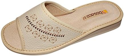 Womens Comfort Slip On House Leather Slippers Shoes