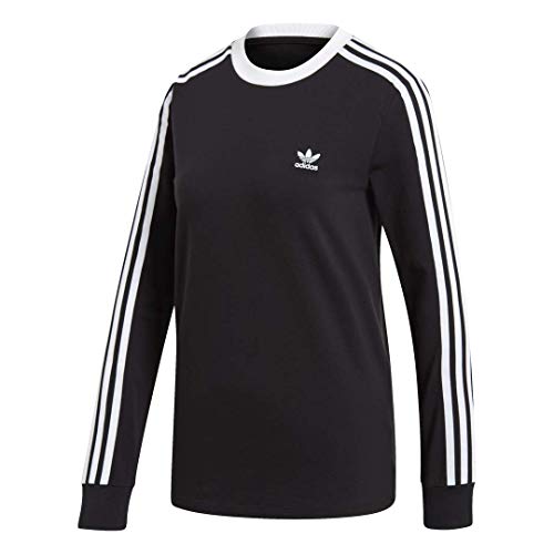 adidas Originals Women's 3-Stripes Long Sleeve Tee, Black, Medium