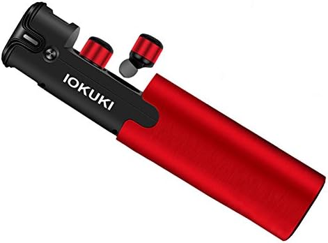 True Wireless Earbuds with Charging Case,Noise Cancelling Waterproof Bluetooth Sports Headphones,Tws Stereo In-Ear Car Earphones Headsets with Mic for iPhone Android Samsung Running (Red)
