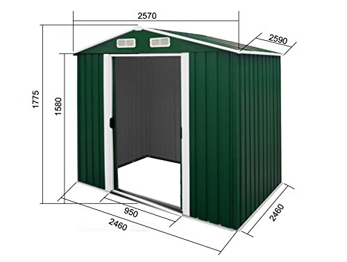 Gartenhaus Geräteschuppen 6,65m² 2,57x2,59m aus verzinktem Stahlblech Metall grün von AS-S – Bild 4