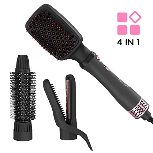 Hair Dryer Brush, Abody 4 IN 1 One Step Interchangeable Ceramic Hot Hair Brush, Frizz Free Negative Ion Hair Dryer and Volumizer for Hair Drying,Curling,Straightening,and Hair Volume Blow Dryer Brush (Best Hair Dryer For Volume)