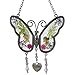 Cirkouh Sister Butterfly Suncatchers with Real Pressed Flower in Glass and Silver Metal Wings - Sister Butterfly Gifts