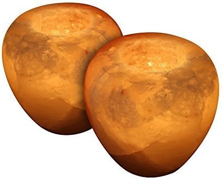 Crystal Allies Gallery: CA SCH-APL-2 Natural Himalayan Apple Shaped Salt Tealight Candle Holder Air Purifier &amp; Ionizer w/ Authentic Crystal Allies Info Card by Crystal Allies Gallery