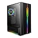 darkFlash T20 ATX Mid-Tower Desktop Computer Gaming Case USB 3.0 Ports Tempered Glass Windows with 1pcs 120mm LED Rainbow Fan Pre-Installed (Black)