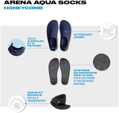 Chaussettes Unisexes Aquatiques à Nid d'Abeille, Chaussettes de Bain pour Femmes et Hommes, Chaussettes Piscine pour Snorkeling/Aquagym, Excellente Adhérence Antidérapante et Séchage Rapide