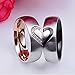Kalapure His & Hers Real Love Heart Promise Ring Stainless Steel Couples Wedding Engagement Bands Top Ring, 6mm Width